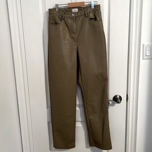 Aritzia Melina Pants Olive Vegan Leather